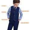 Boys First Communion Suit Navy Ring Bearer Outfit Kids Dress Vest Pants Shirt Set Size 3t view 2
