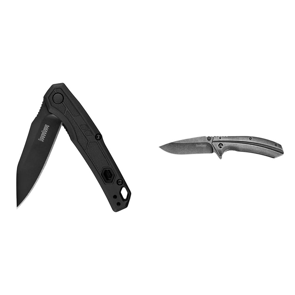 Kershaw Appa Folding Tactical Pocket Knife, SpeedSafe Opening, 2.75 inch Black Blade and Handle & Filter Pocket Knife, 3.25 Steel Blade with Assisted Opening