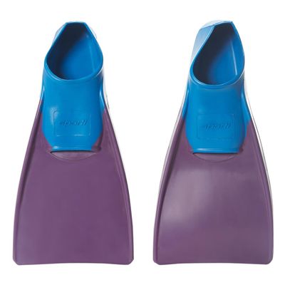 Sporti Adult-Kids Short Swim Fins, Floating Fin for Swimming & Snorkeling, Swim Flippers for Training - PurpleBlue - Youth 3-4 / W 5