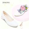 Jeekopeg Low Chunky Pumps Women's Round Toe Heels PU Leather Chunky Pump Shoes Classic Closed Toe Pumps Low Heel Dress Shoes for Women(White,US10) view 3