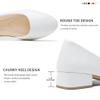 Jeekopeg Low Chunky Pumps Women's Round Toe Heels PU Leather Chunky Pump Shoes Classic Closed Toe Pumps Low Heel Dress Shoes for Women(White,US10) view 4