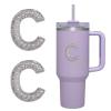 2pcs Peal Initial Letters for Stanley Cup Cute Stanley Tumbler Stickers for Water Bottles Wallet Phone Laptop Luggage (C)
