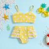 Toddler Infant Girls Two Piece Ruffles Swimsuit Lace Polka Dot Prints Bikini Swimwear Summer Beach (Yellow, 5-6 Years) view 2