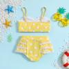 Toddler Infant Girls Two Piece Ruffles Swimsuit Lace Polka Dot Prints Bikini Swimwear Summer Beach (Yellow, 5-6 Years) view 3