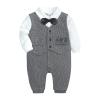 0 to 18M Cute Clothes Set Newborn Infant Baby Boys Cotton Bow Tie Gentleman Autumn Long Sleeve Romper Jumpsuit view 1