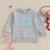 Lamuusaa Toddler Baby Girl Boy Birthday Outfit One/Two/Three/Four/Five/Six Embroidery Sweatshirt Shirts Birthday Gift view 2