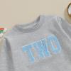 Lamuusaa Toddler Baby Girl Boy Birthday Outfit One/Two/Three/Four/Five/Six Embroidery Sweatshirt Shirts Birthday Gift view 3