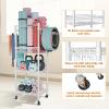 FUTASSI S1 Home Gym Storage, 3-Tier Workout Equipment Organizer with Wheels for Yoga Mats, Foam Roller, Dumbbells, Kettlebells, and Resistance Bands, 47.2" H x 27.1" W x 11.8" D, White view 2