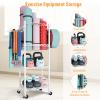 FUTASSI S1 Home Gym Storage, 3-Tier Workout Equipment Organizer with Wheels for Yoga Mats, Foam Roller, Dumbbells, Kettlebells, and Resistance Bands, 47.2" H x 27.1" W x 11.8" D, White view 3