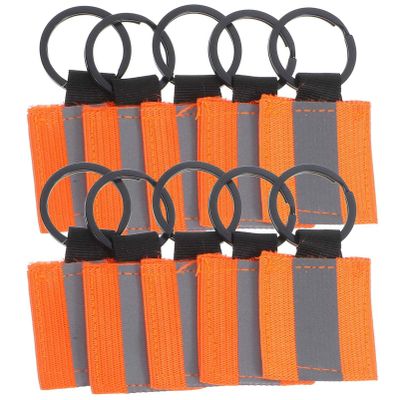 BESPORTBLE 10pcs Reflective Key Holder Tags Double-Sided Zipper Pulls for High Visibility Stylish Keychain Reflectors for Bags Backpacks and Strollers Fluorescent Orange