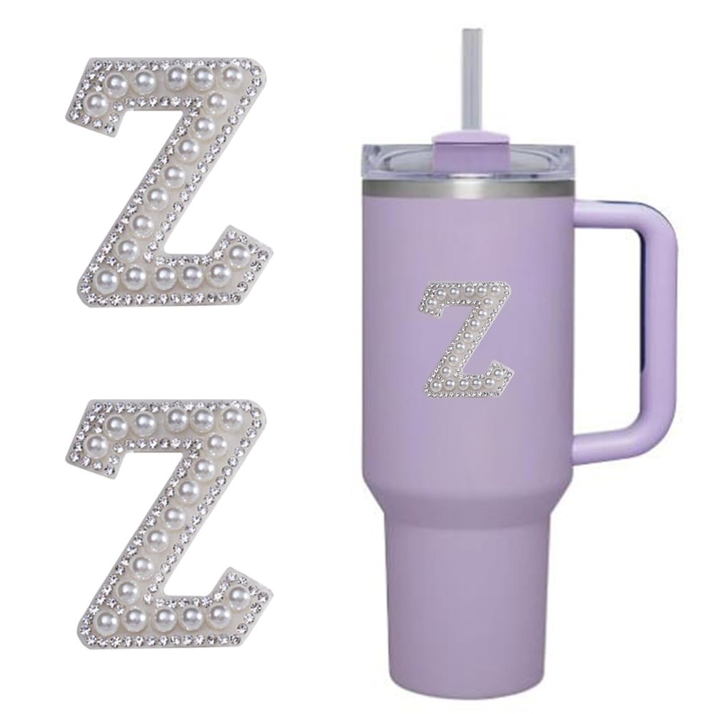 2pcs Peal Initial Letters for Stanley Cup Cute Stanley Tumbler Stickers for Water Bottles Wallet Phone Laptop Luggage (Z