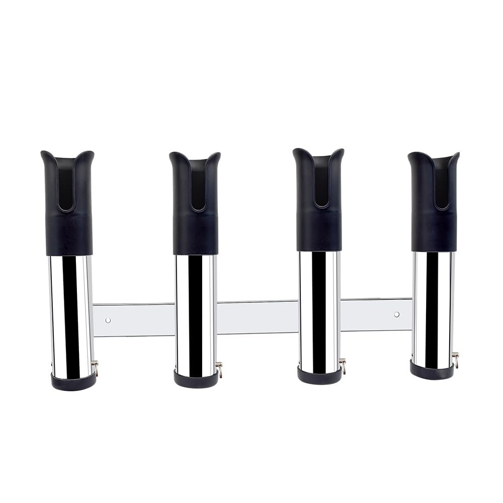 4 Pole Fishing Rod Holder, 4 in 1 Tube Rack, 316 Stainless Steel Side Mounted Bracket, Adjustable Pod, 4 Tube Links Pole Holder for Boat Yacht (6576S4-B)