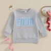Lamuusaa Toddler Baby Girl Boy Birthday Outfit One/Two/Three/Four/Five/Six Embroidery Sweatshirt Shirts Birthday Gift view 3