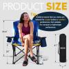 Overmont Oversized Folding Camping Chair 2Pack - 450lbs Support with Padded Cushion Cooler Pockets - Heavy Duty Collapsible Chairs for Sports Garden Beach Fishing Blue 2pk view 3