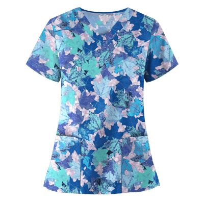 Uniforms for Women's Green Animal Scrub Top Nursing Set - Funny Holiday Scrub Jacket