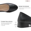 Jeekopeg Low Chunky Pumps Women's Round Toe Heels PU Leather Chunky Pump Shoes Classic Closed Toe Pumps Low Heel Dress Shoes for Women(Black,US11) view 4