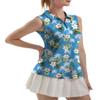 FKEEP Women's Sleeveless Polo Golf Tennis Shirt Tank Tops T-Shirts V-Neck with Collar Quick Dry Workout Athletic (White Flowers, XS) view 1