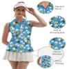 FKEEP Women's Sleeveless Polo Golf Tennis Shirt Tank Tops T-Shirts V-Neck with Collar Quick Dry Workout Athletic (White Flowers, XS) view 4