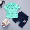 Shorts Sets for Toddler Kids Baby Boys Summer Gentleman Suit Clothes Short Sleeve T Shirt Tops Shorts Casual 2PCS Green view 2