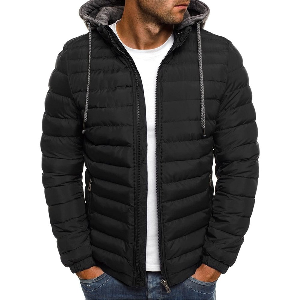 Uillui Winter Coats for Men Casual Lightweight Packable Puffer Jacket Outdoor Quilted Hooded Puffy Down Coat for Snow Ski