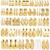 36 Pairs Gold Hoop Earrings Set for Women, Fashion Chunky Gold Hoop Earrings Multipack, Hypoallergenic Pearl Chain Twisted Statement Earring Pack for Birthday Party Jewelry view 1