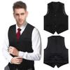 Kiioouu Men Polyester Suit Vest For Men Formal Wedding Business Red Black Vest Waistcoat Men Vest MD-0232 XL view 2