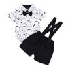 0 to 24 Months Baby Casual Outfits Set Infant Baby Boys Gentleman Beard Romper Suspenders Strap Shorts Set White view 1