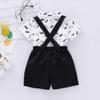 0 to 24 Months Baby Casual Outfits Set Infant Baby Boys Gentleman Beard Romper Suspenders Strap Shorts Set White view 2
