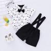 0 to 24 Months Baby Casual Outfits Set Infant Baby Boys Gentleman Beard Romper Suspenders Strap Shorts Set White view 3