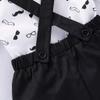 0 to 24 Months Baby Casual Outfits Set Infant Baby Boys Gentleman Beard Romper Suspenders Strap Shorts Set White view 4