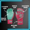 Patriot | Batting Gloves | Professional Batting Gloves 360 Pro Cabretta Leather Wrist Wrap Baseball Softball Adult Youth (Pink + Mint, Adult Small) view 2