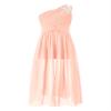 Sywiyi Kids Flower Girls Beaded Ruched Pageant Dress Junior Bridesmaid Gown One Shoulder High Low Gowns Type A Pink 16 Years view 2