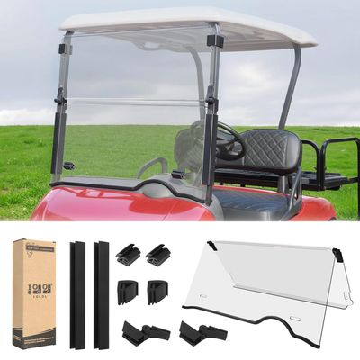 10L0L Golf Cart Windshield for EZGO RXV 2008-up Upgrade Thickened Fold Down Windshields Anti-UV Impact Resistant - 38.18"W X 32.5"H
