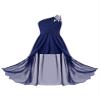 Sywiyi Kids Flower Girls Beaded Ruched Pageant Dress Junior Bridesmaid Gown One Shoulder High Low Gowns Type A Navy Blue 6 Years view 1