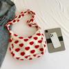 OnbaRn Women Fluffy Tote Bag Flower Print Plush Shoulder Hobo Bag (Color : Red) view 2