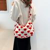 OnbaRn Women Fluffy Tote Bag Flower Print Plush Shoulder Hobo Bag (Color : Red) view 4