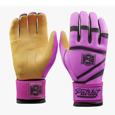 Patriot | Batting Gloves | Professional Batting Gloves 360 Pro Cabretta Leather Wrist Wrap Baseball Softball Adult Youth (Fuscia + Tan, Adult XL)