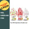 FINGER TEN Golf Gloves Women's Ladies Left Hand or Right Handed Grip Weathersof Value 3 Pack, Fit Size Medium Small Large Pro Design (Red&Green&Pink, Medium-Worn on Right Hand) view 2