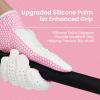 FINGER TEN Golf Gloves Women's Ladies Left Hand or Right Handed Grip Weathersof Value 3 Pack, Fit Size Medium Small Large Pro Design (Red&Green&Pink, Medium-Worn on Right Hand) view 4