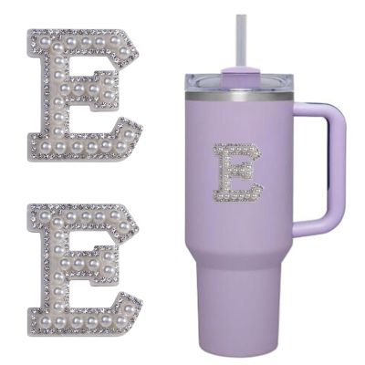 2pcs Peal Initial Letters for Stanley Cup Cute Stanley Tumbler Stickers for Water Bottles Wallet Phone Laptop Luggage (E)