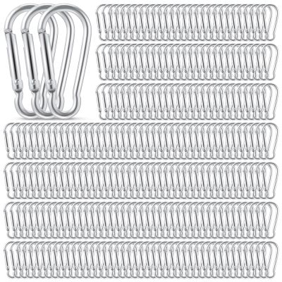 Yaocom 500 Pcs 2" Spring Snap Hooks Bulk Small Aluminum Alloy Clip Keychain Spring Snap Hook for Hanging Camping Hiking Traveling Fishing Outdoor (Silver)