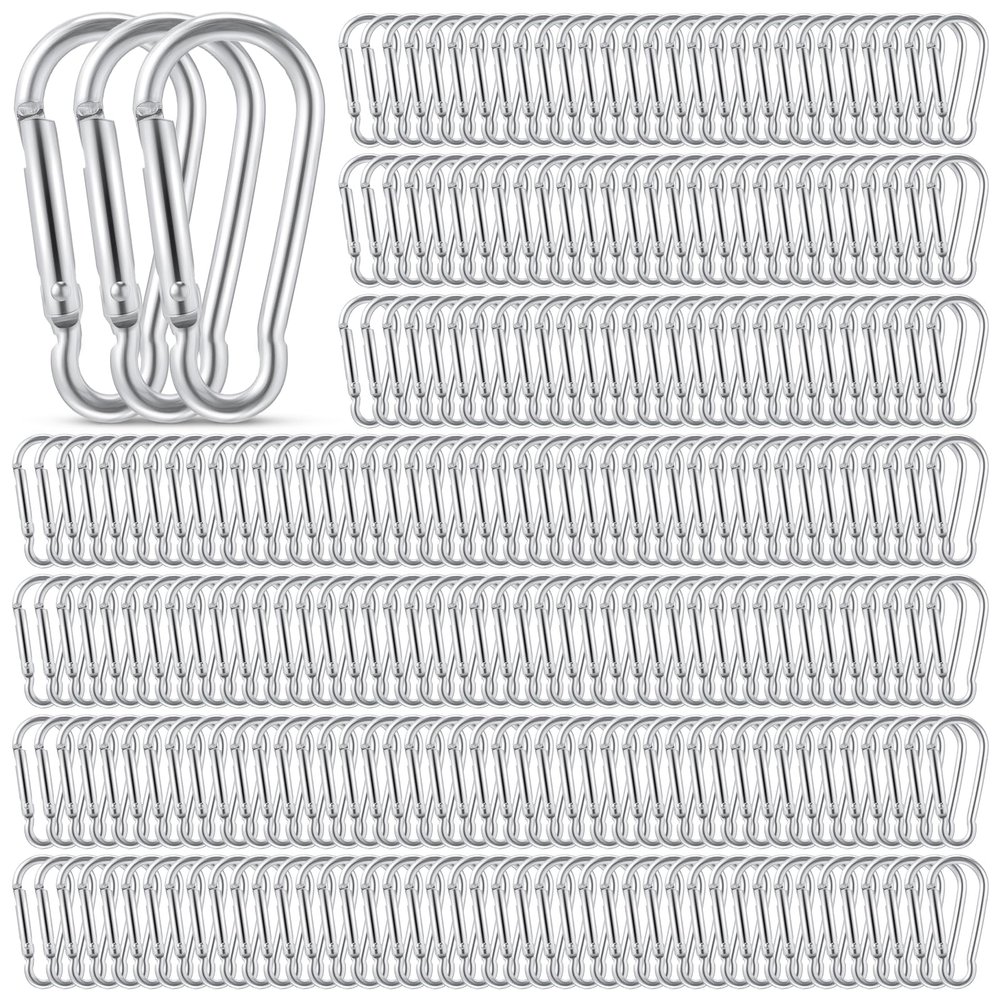 Yaocom 500 Pcs 2" Spring Snap Hooks Bulk Small Aluminum Alloy Clip Keychain Spring Snap Hook for Hanging Camping Hiking Traveling Fishing Outdoor (Silver)
