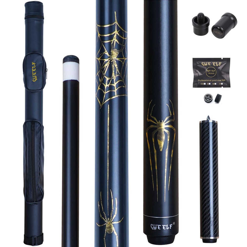 CUEELF Pool Cue Stick Spider Professional Billiard Pool Cue Stick Low Deflection Pool Stick with Case