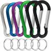 6PCS Carabiners, LDJZON Aluminum Carabiner Clip Spring Snap Hook with 6PCS Keyrings Keychain Hook for Keys, Backbag, Camping Lamp,Water Bottle (2.32 inch, 2 Black/Blue/Purple/Green/Silver) view 1