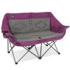 Northroad Folding Loveseat Camping Chair Portable Double Duo Full Padded Garden Sofa Chair for 2 Person w/ 2 Cup Holder,Wine Glass Holder,Support 600lbs for Outdoor Travel (Purple) view 1