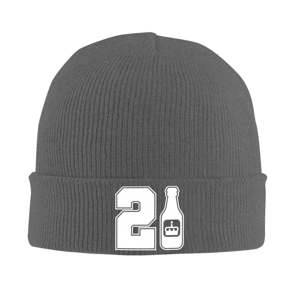 21st Birthday Funny Beer Classic Warm Winter Hats Unisex Knit Beanie Cap Cuffed Plain Skull Knit Hat Deep Heather