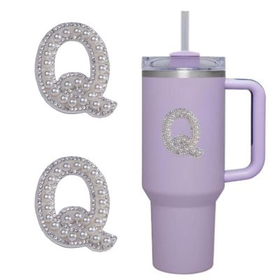 2pcs Peal Initial Letters for Stanley Cup Cute Stanley Tumbler Stickers for Water Bottles Wallet Phone Laptop Luggage (Q)