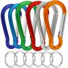 6PCS Carabiners, LDJZON Aluminum Carabiner Clip Spring Snap Hook with 6PCS Keyrings Keychain Hook for Keys, Backbag, Camping Lamp,Water Bottle (2.32 inch, Red/Blue/Dark Blue/Green/Silver/Orange) view 1
