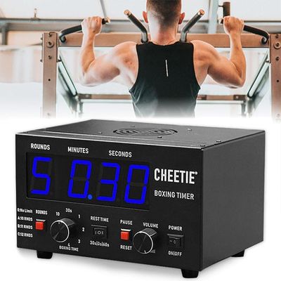 RESKIU Portable Gym Timer, Boxing Interval Timer with Time Progress Bar, Adjustable Time, Frequency and Sound, Fitness Timer Clock for Muay Thai/MMA/Kickboxing,Blue