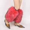 Reyox Women's Faux Fur Leg Warmers, Elastic Boot Cuff Covers for Party Costumes Festival Cosplay Red 17.7 inch view 2